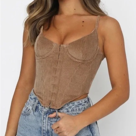 White Fox Boutique Tops - White Fox No Shade Corduroy Bustier Tank NWT — Size Medium